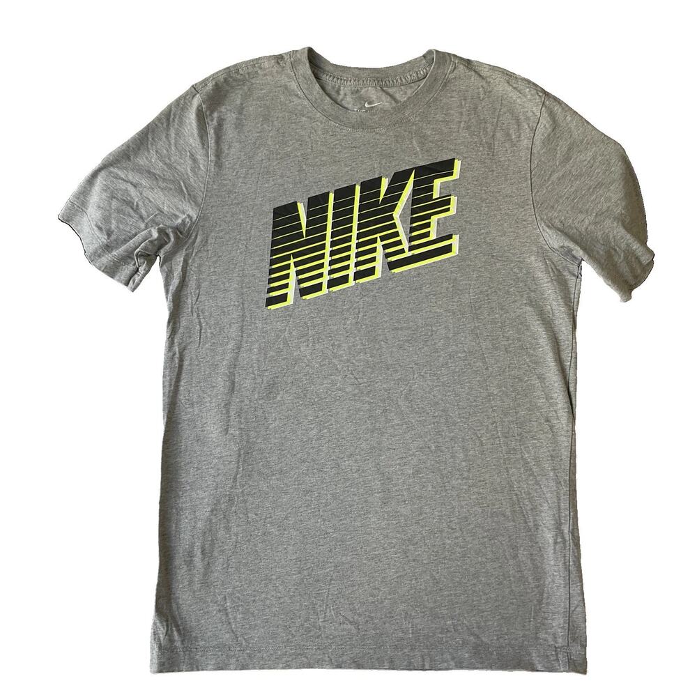 Nike Men Shirt S Gray Logo Short Sleeve Graphic Print